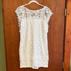 Lace overlay mini dress